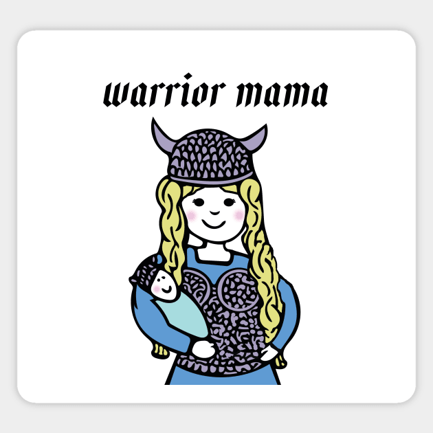 Warrior mama - blonde Valkyrie mom Sticker by bettyretro